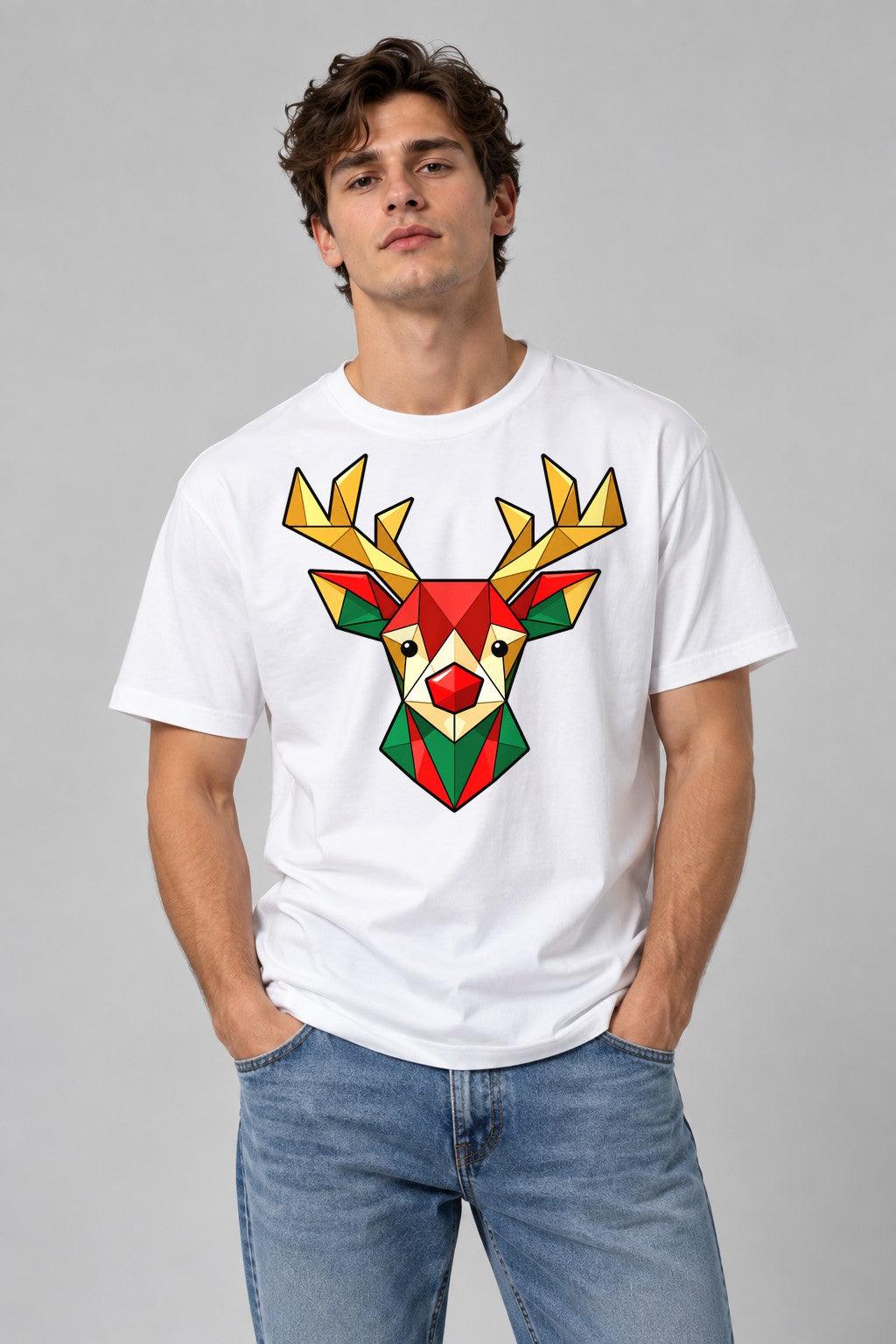 Geometric Reindeer - White