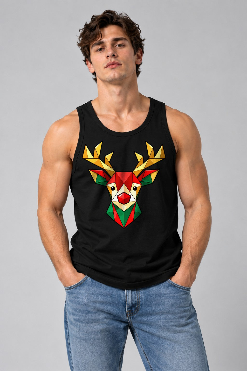 Geometric Reindeer - Black