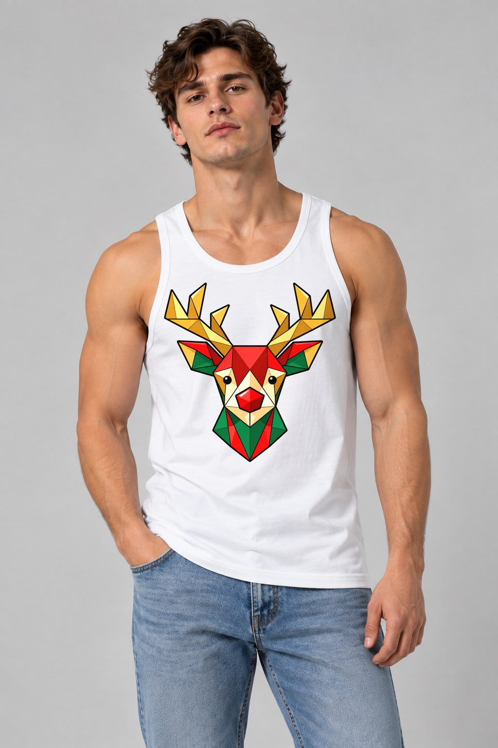 Geometric Reindeer - White