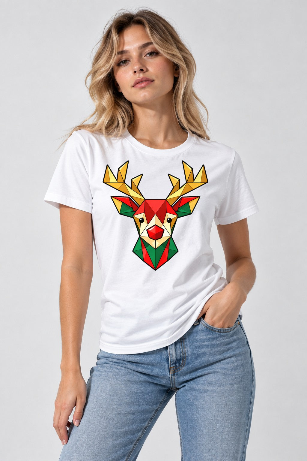 Geometric Reindeer - White