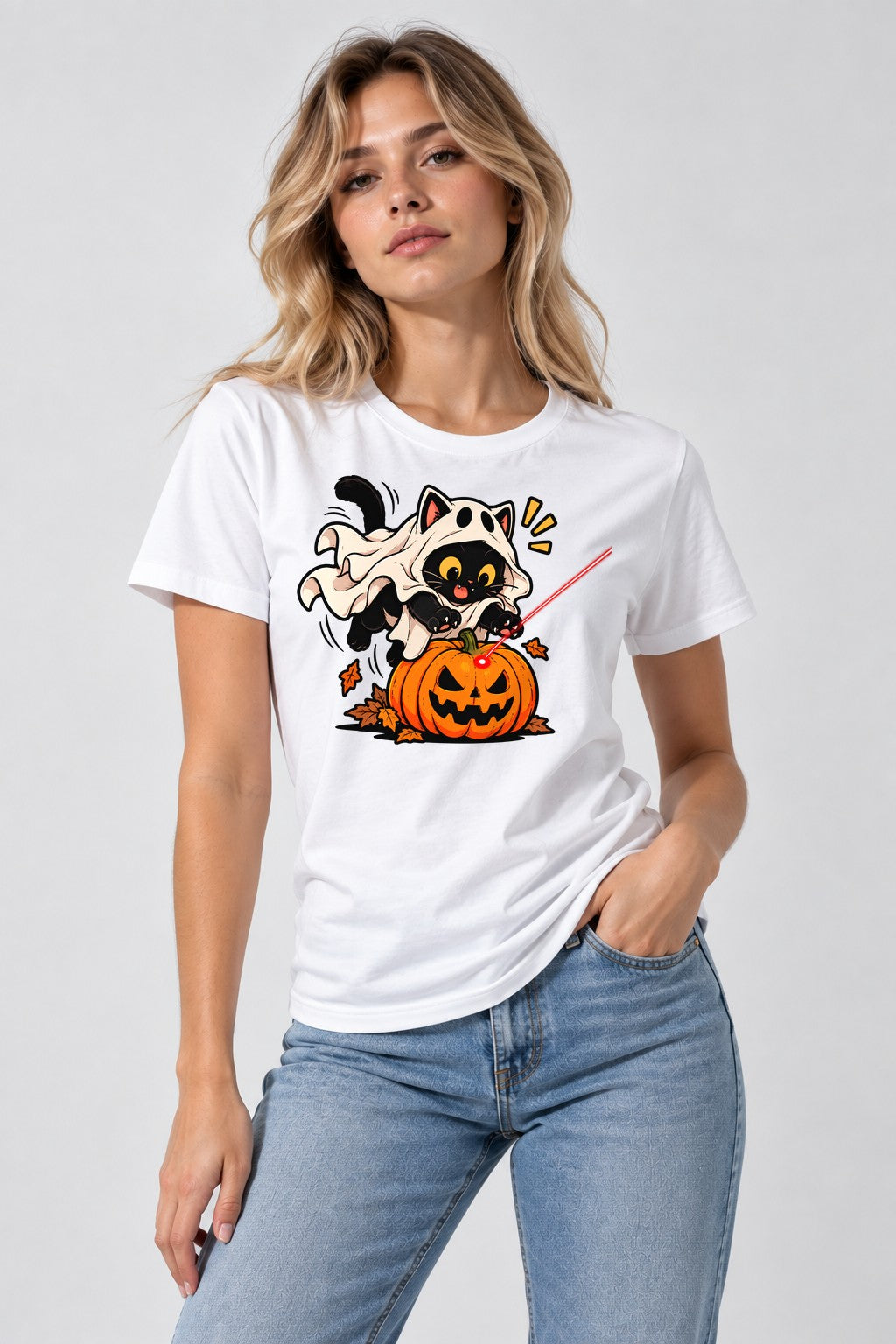 Ghost Cat Pumpkin - White