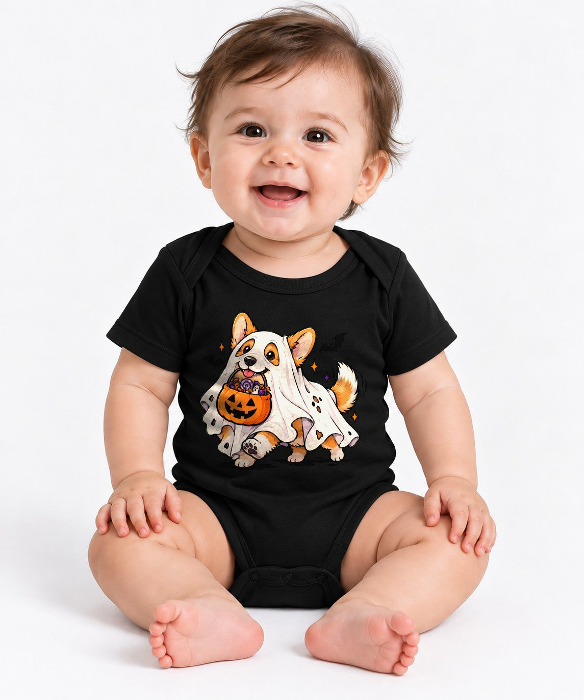 Ghost Corgi Trick or Treat - Black