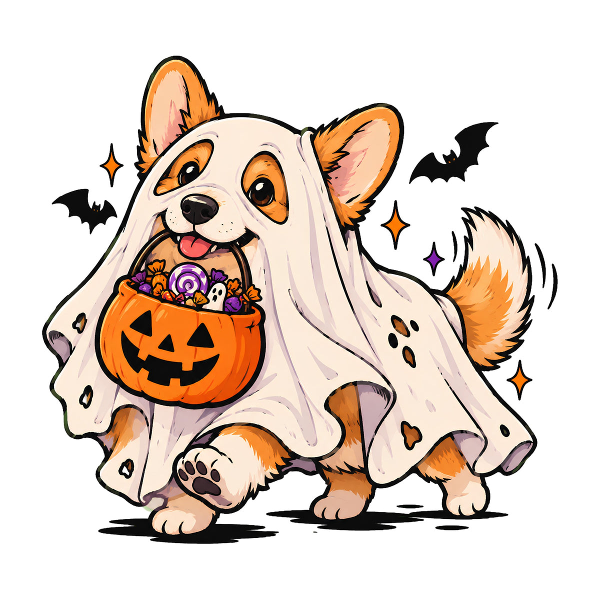 Ghost Corgi Trick or Treat