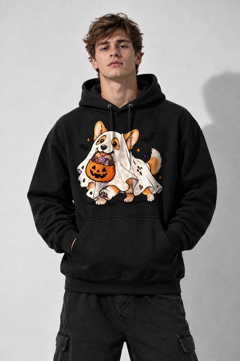 Ghost Corgi Trick or Treat - Black