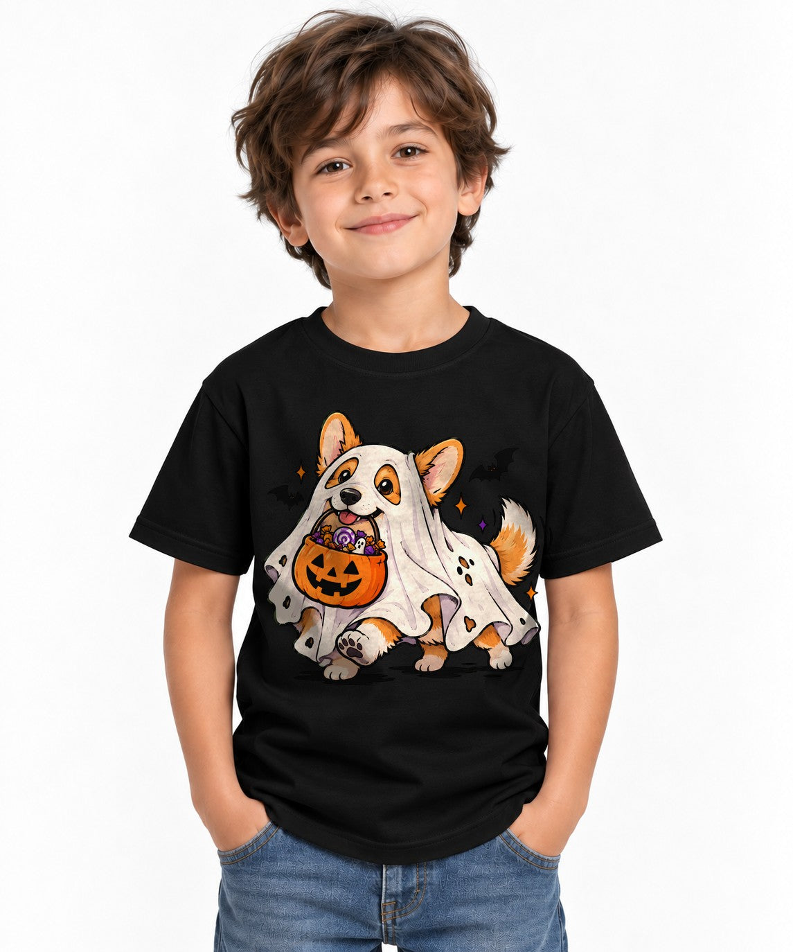 Ghost Corgi Trick or Treat - Black