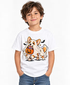 Ghost Corgi Trick or Treat - White