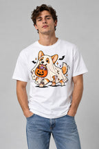 Ghost Corgi Trick or Treat - White