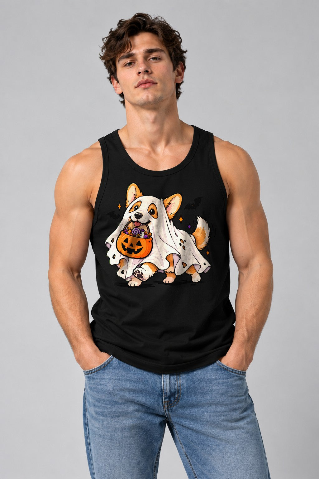 Ghost Corgi Trick or Treat - Black