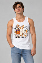 Ghost Corgi Trick or Treat - White