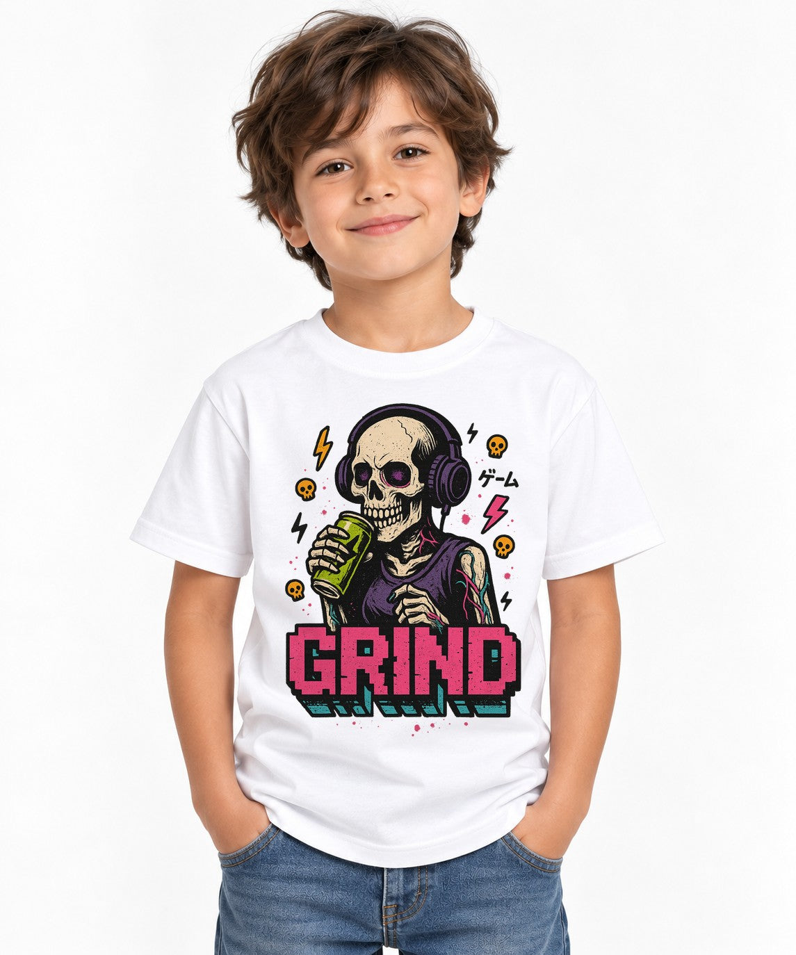 Glitch Grind Gamer - White