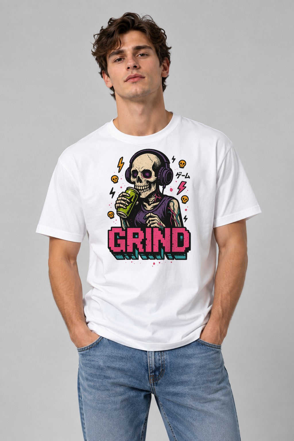 Glitch Grind Gamer - White