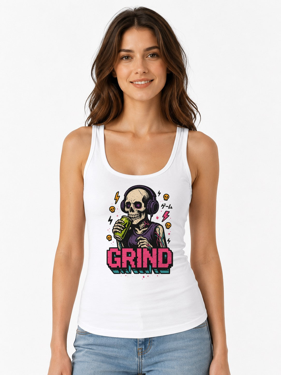 Glitch Grind Gamer - White