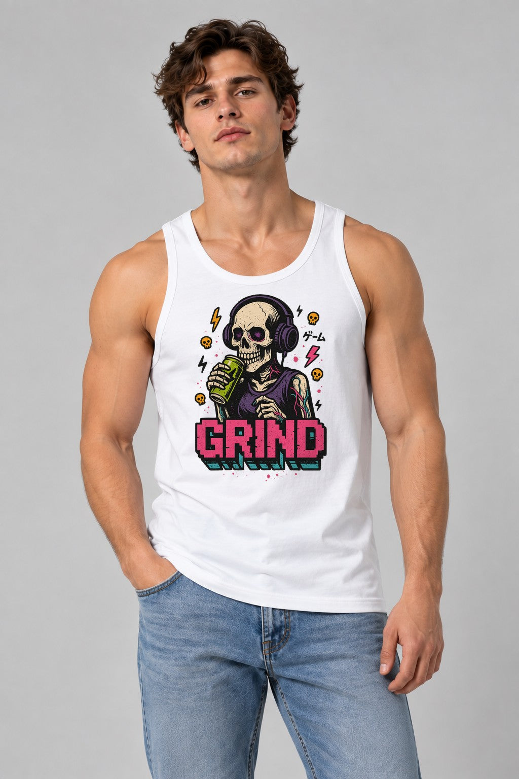 Glitch Grind Gamer - White