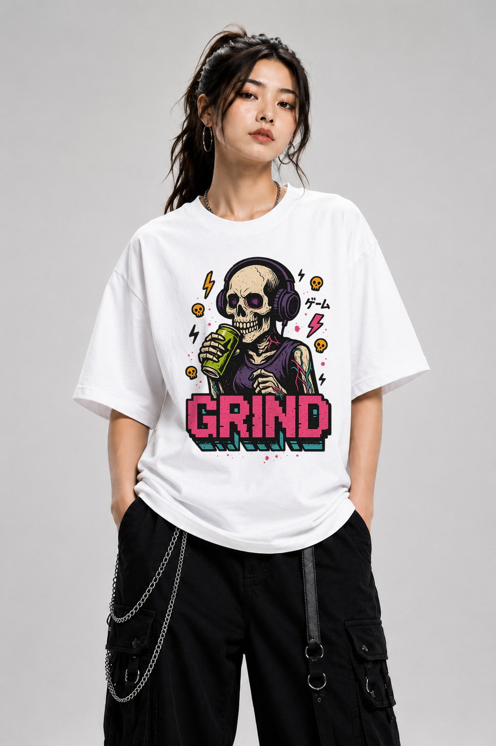 Glitch Grind Gamer - White