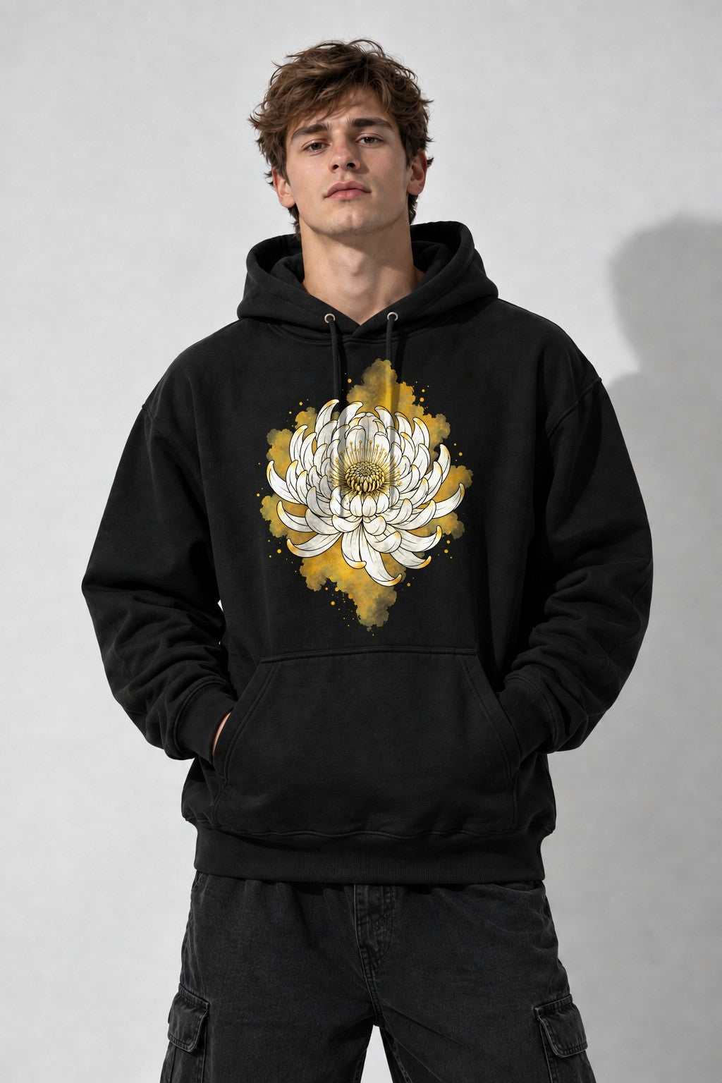 Golden Chrysanthemum Bloom - Black