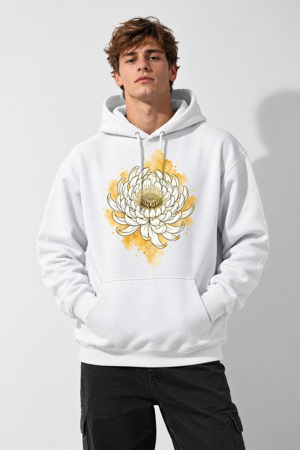 Golden Chrysanthemum Bloom - White