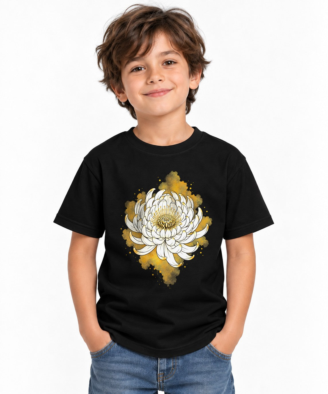 Golden Chrysanthemum Bloom - Black