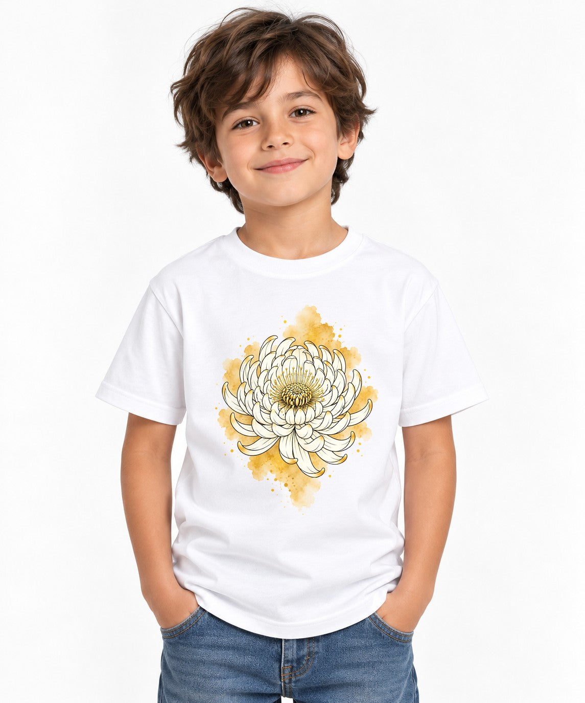 Golden Chrysanthemum Bloom - White