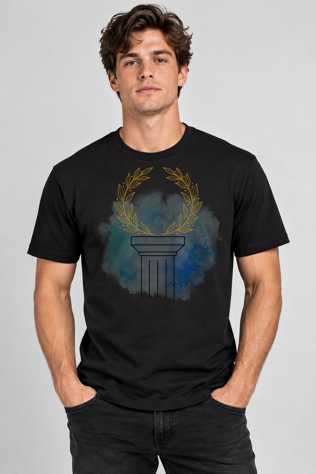 Golden Laurel Pillar - Black
