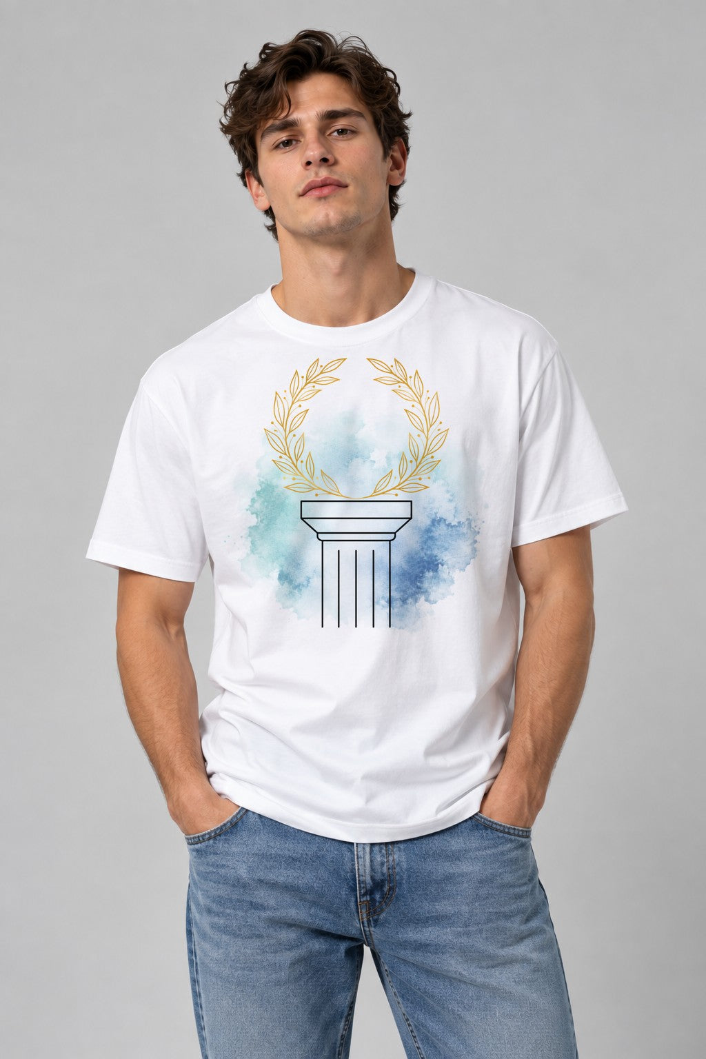 Golden Laurel Pillar - White
