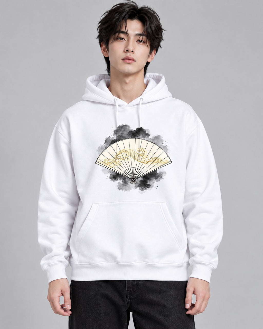 Golden Wave Fan - White