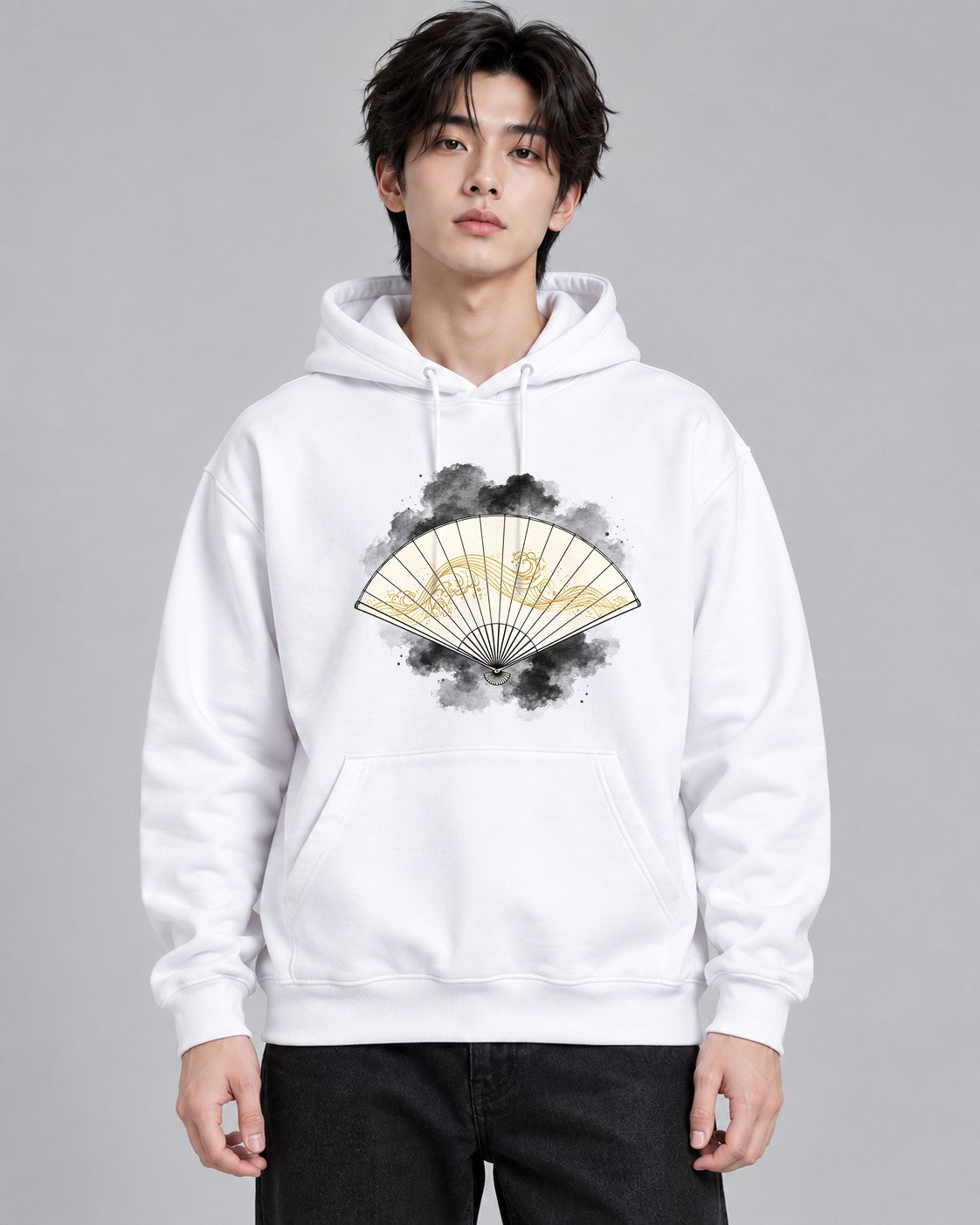 Golden Wave Fan - White