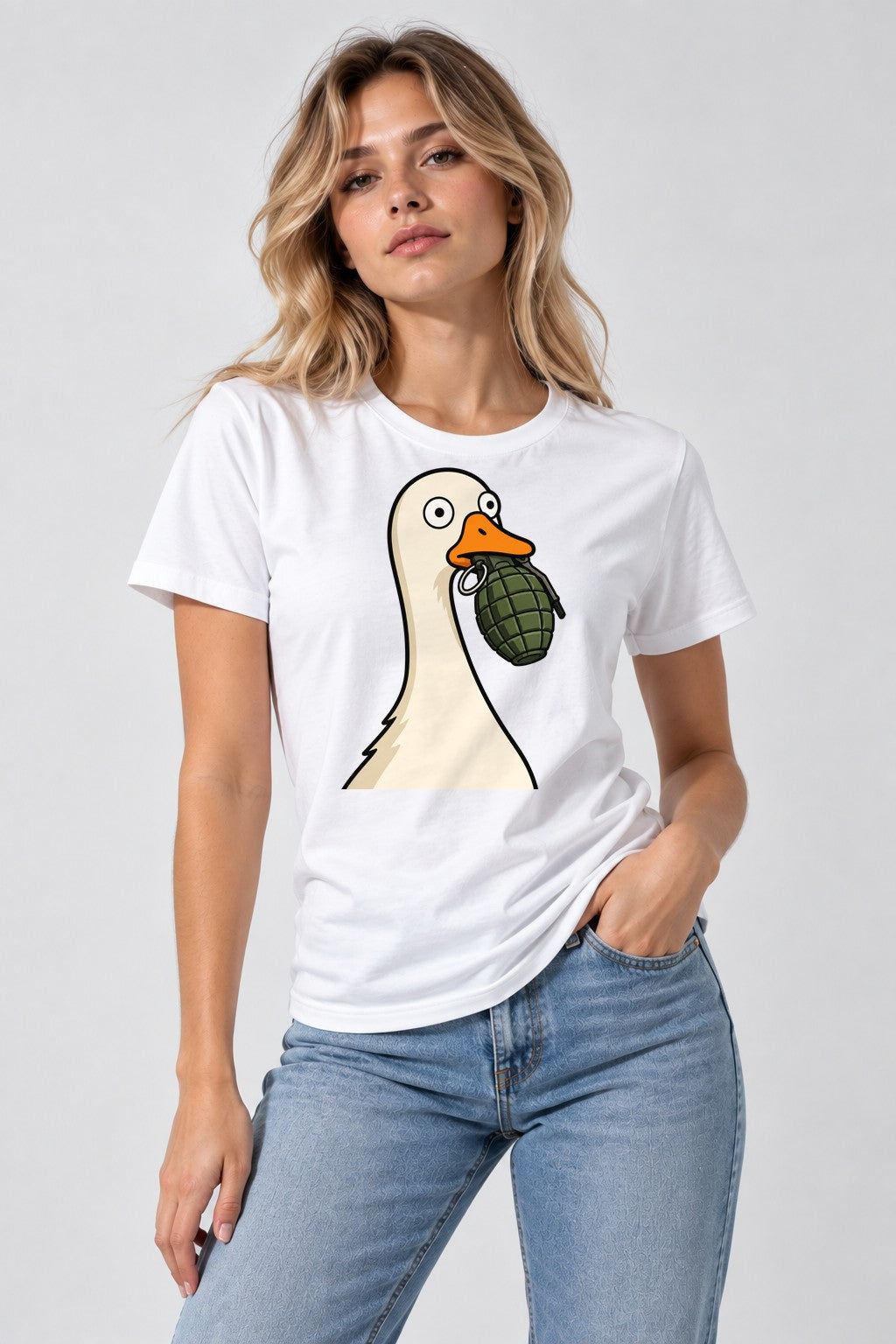 Goose With Grenade - White