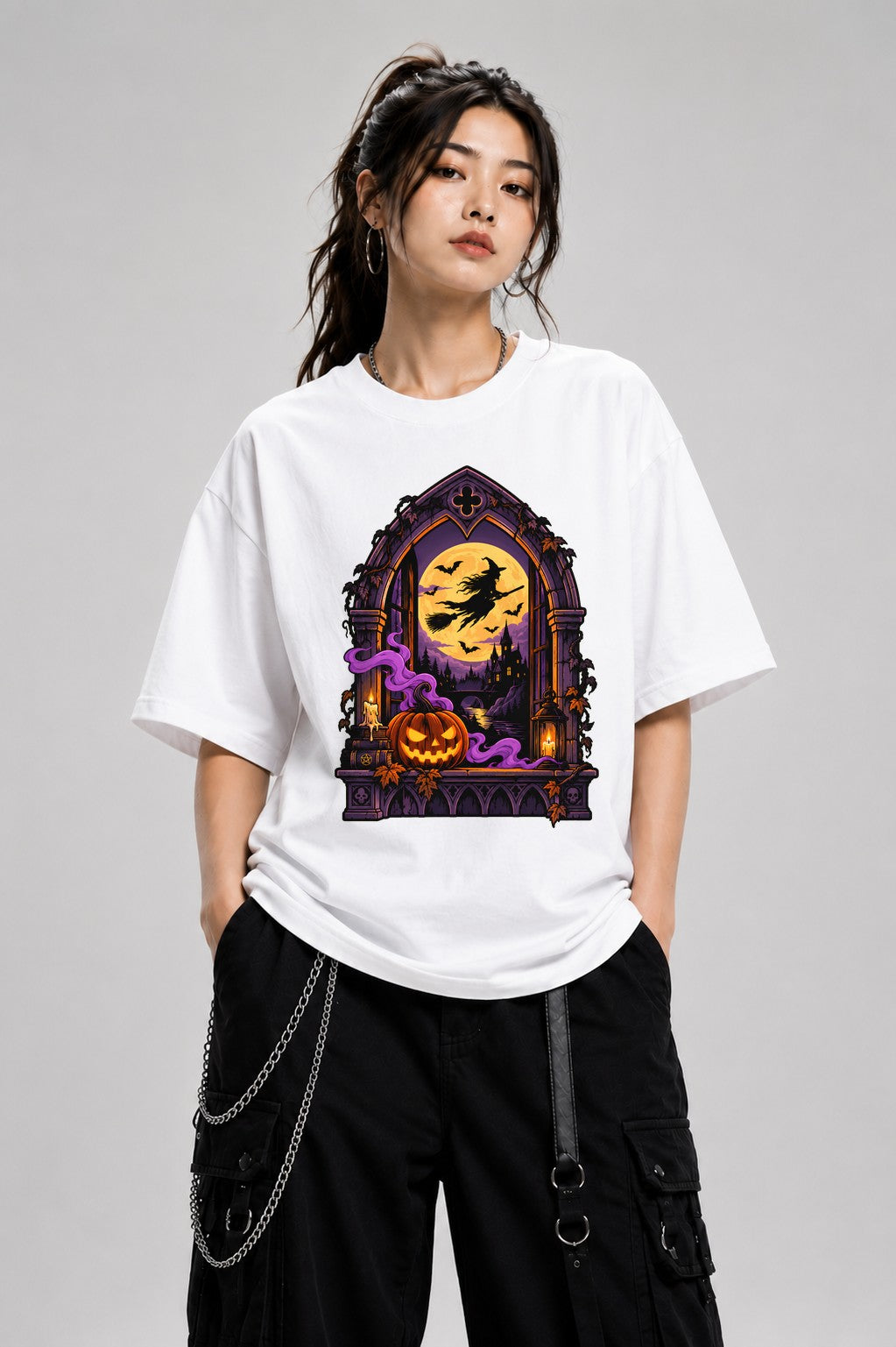 Gothic Witch Window - White