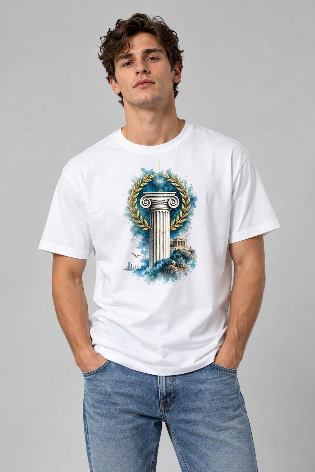 Grecian Pillar Wreath - White