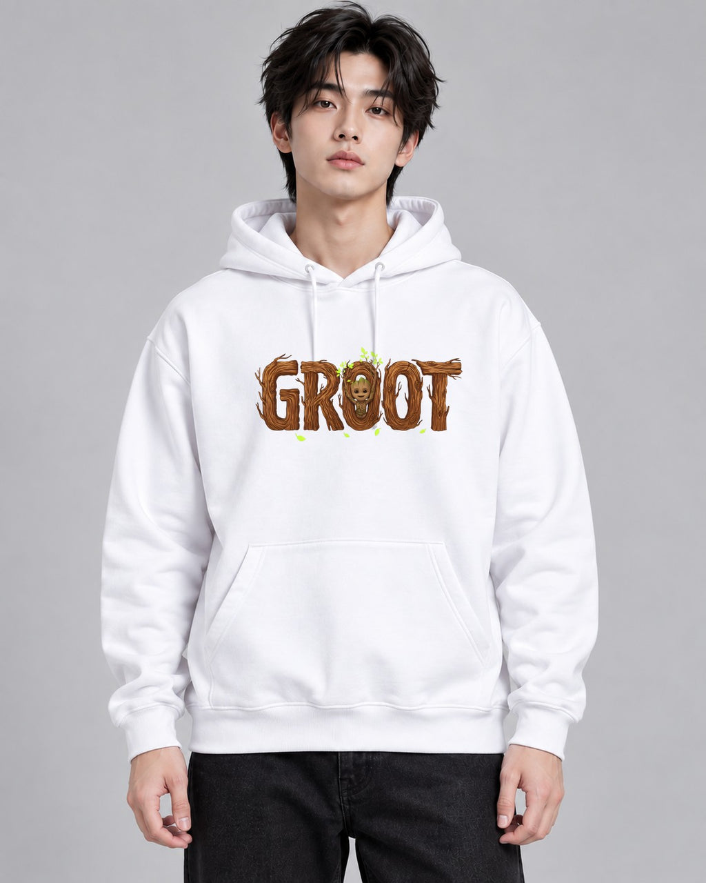 Groot Wood Text - White