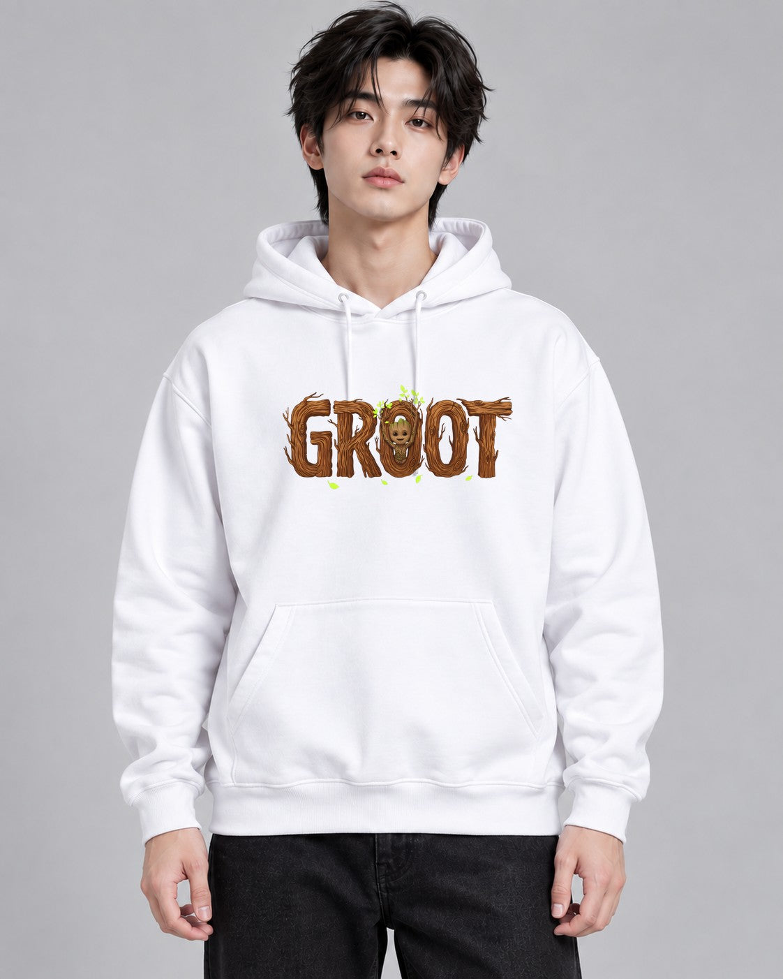 Groot Wood Text - White