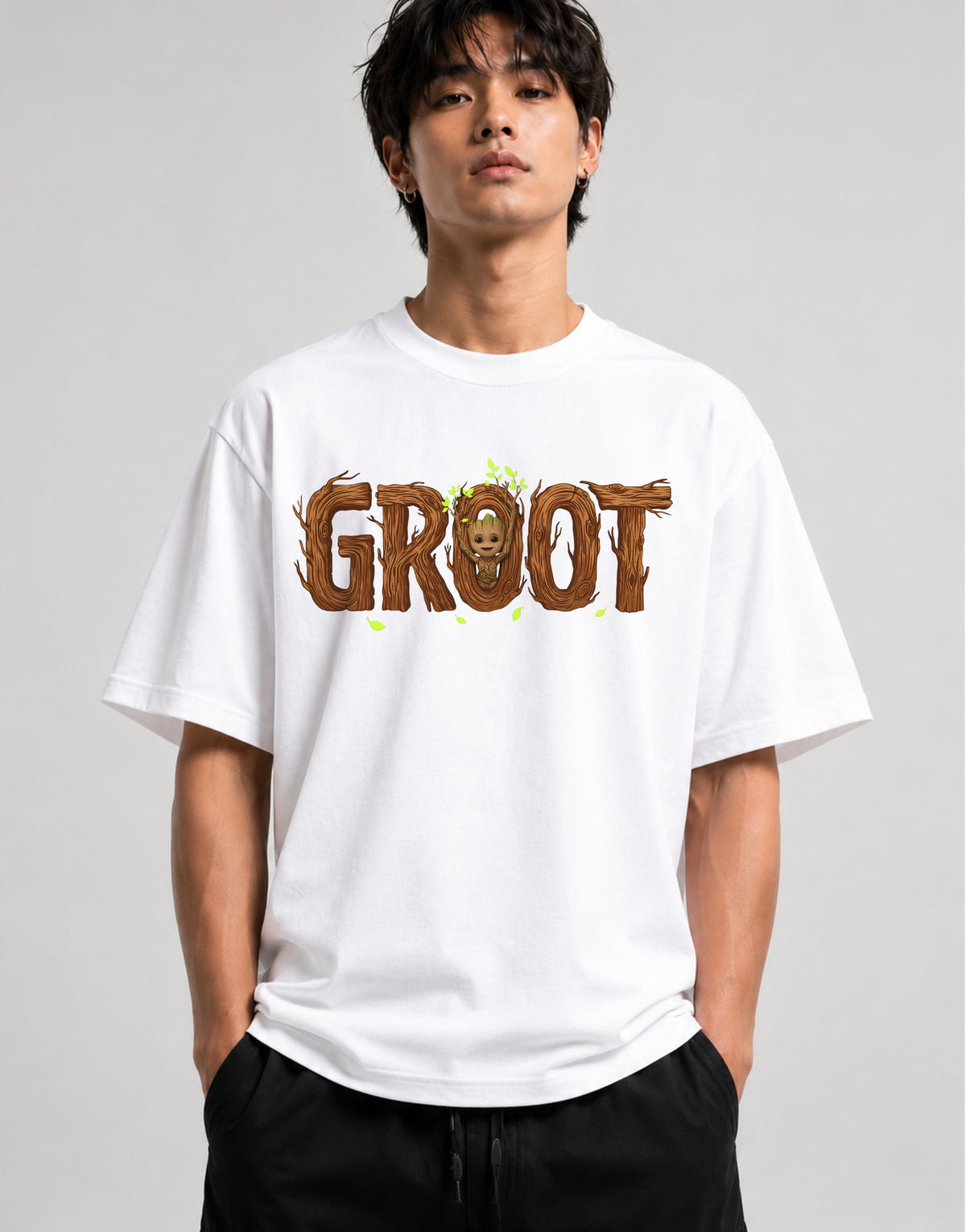 Groot Wood Text - White