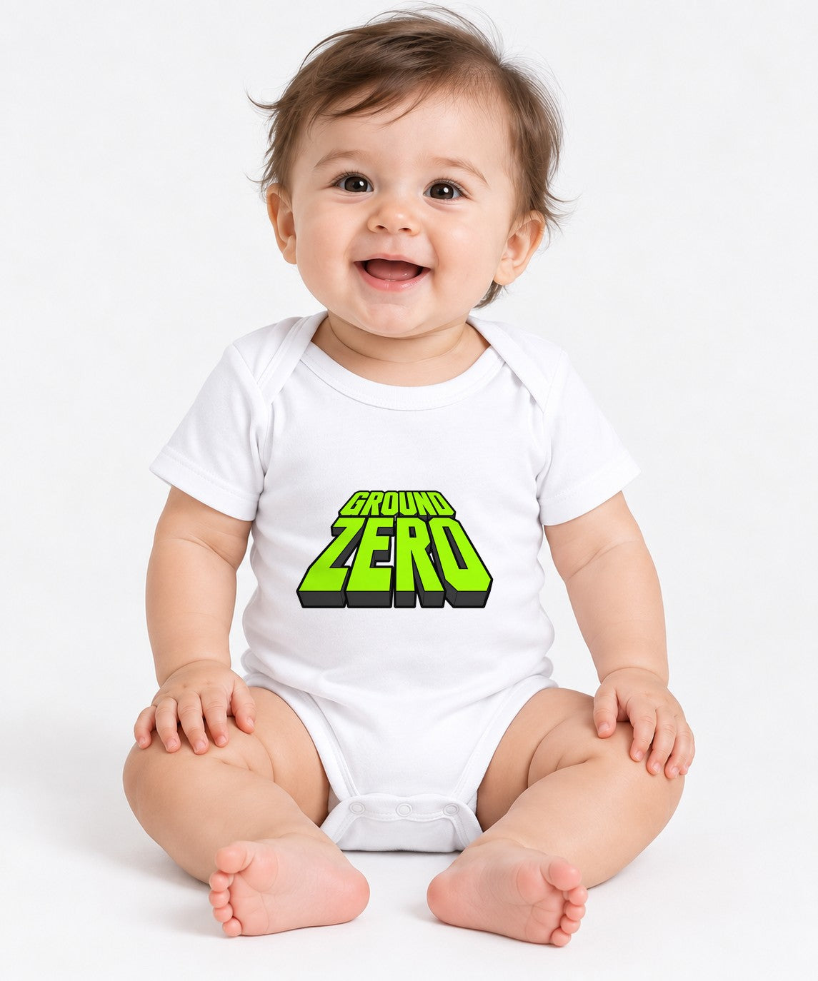 Ground Zero Bold 3D Lettering Graphic Tee - Retro Style - White