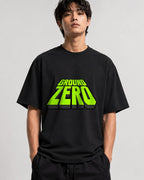 Ground Zero Bold 3D Lettering Graphic Tee - Retro Style - Black