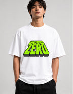 Ground Zero Bold 3D Lettering Graphic Tee - Retro Style - White