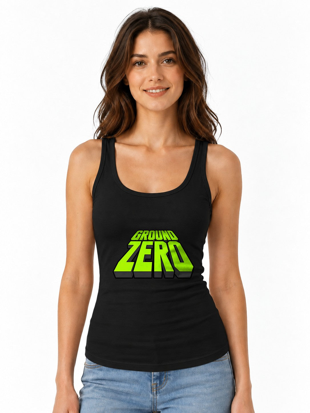 Ground Zero Bold 3D Lettering Graphic Tee - Retro Style - Black