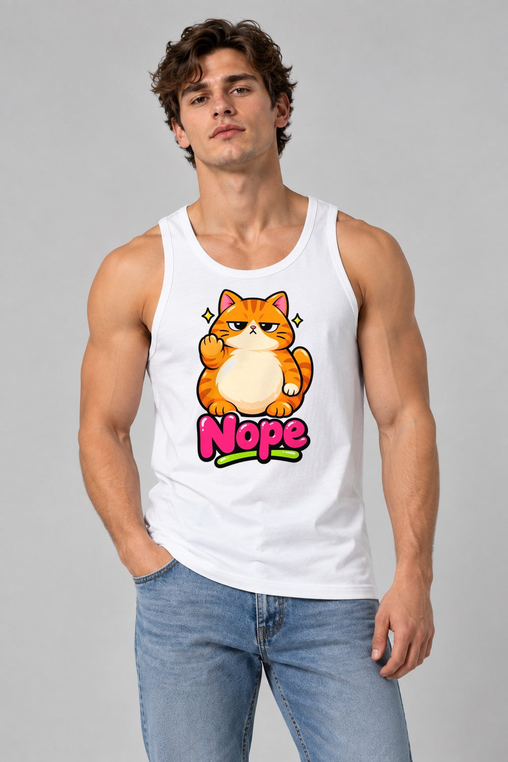 Nope Chonky Cat - White