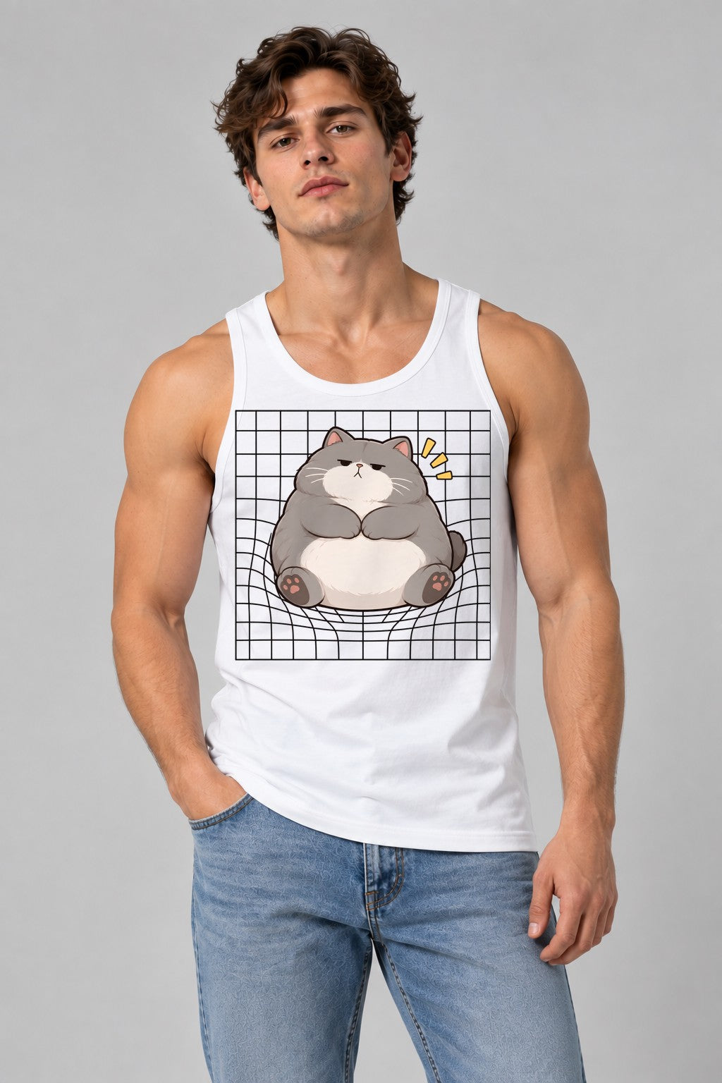 Grumpy Chonky Cat - White
