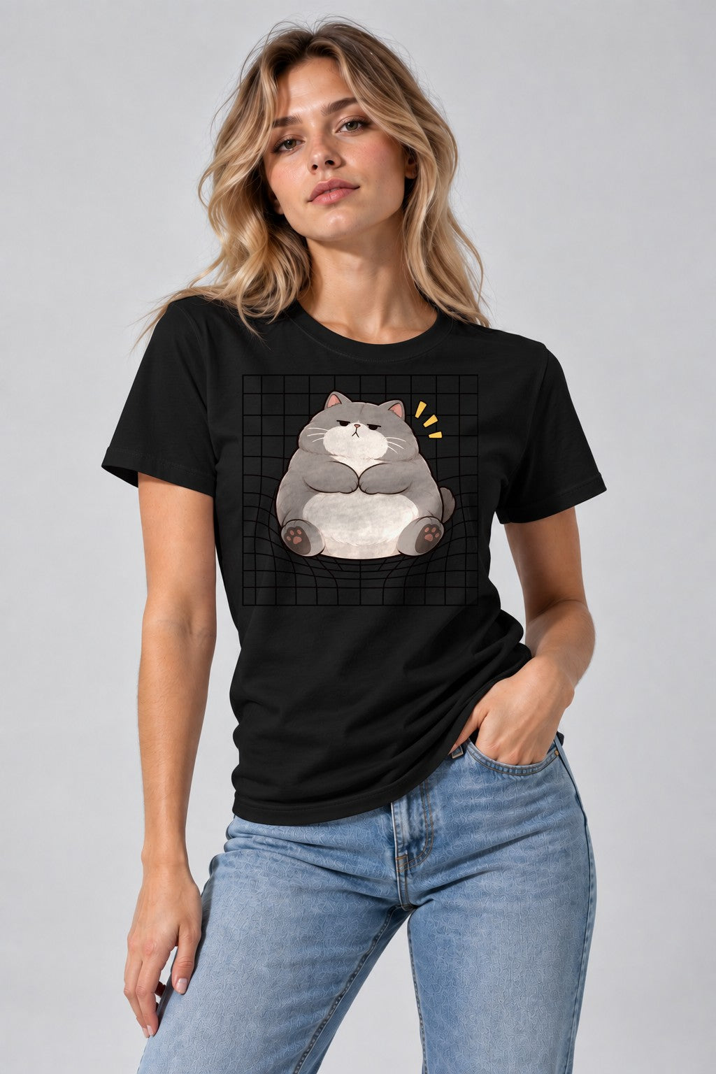 Grumpy Chonky Cat - Black