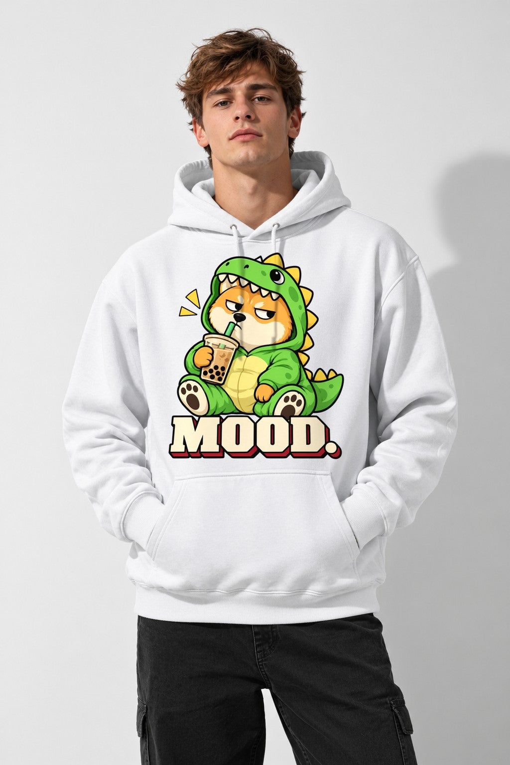 Grumpy Dino Boba - White