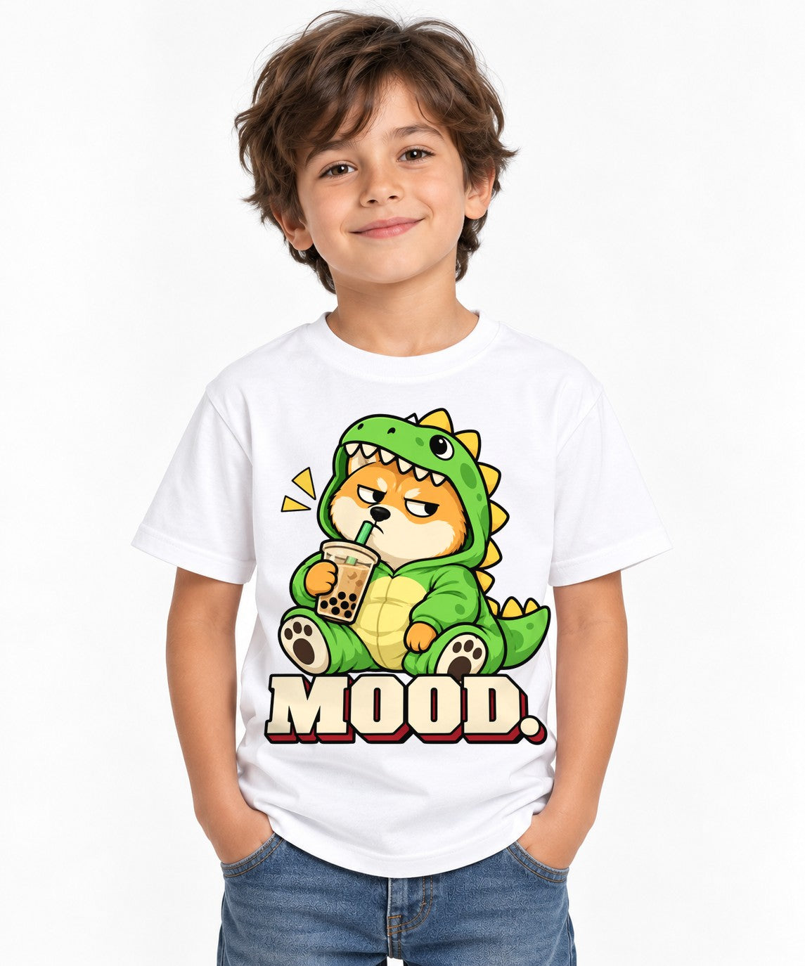 Grumpy Dino Boba - White
