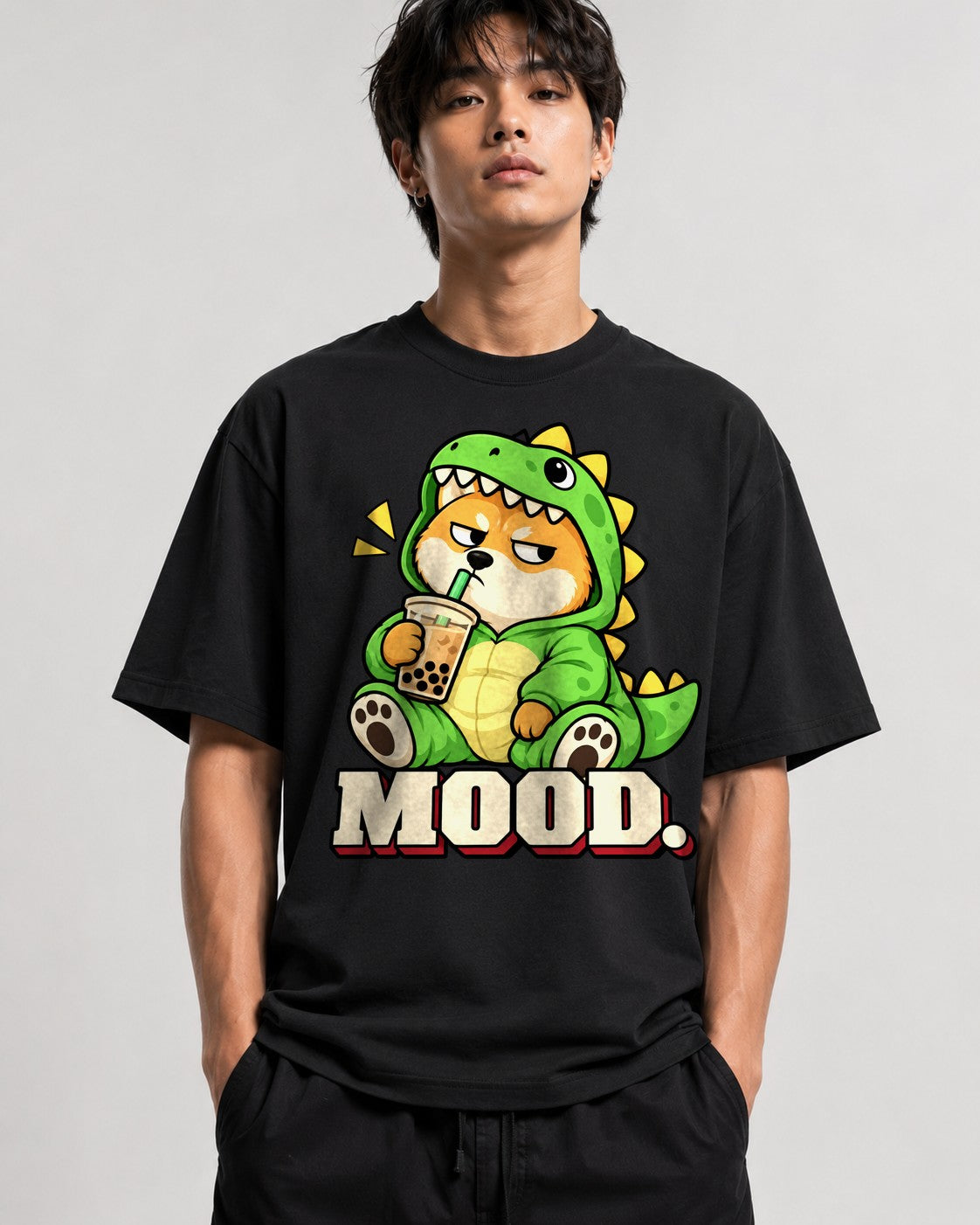 Grumpy Dino Boba - Black