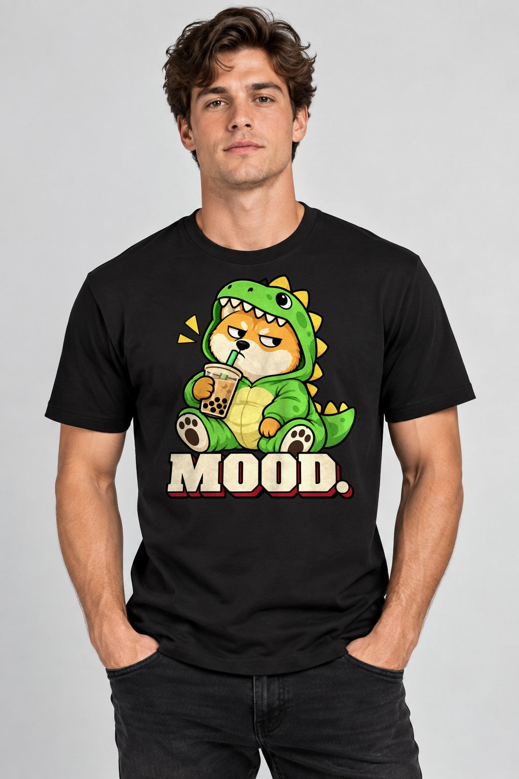 Grumpy Dino Boba - Black