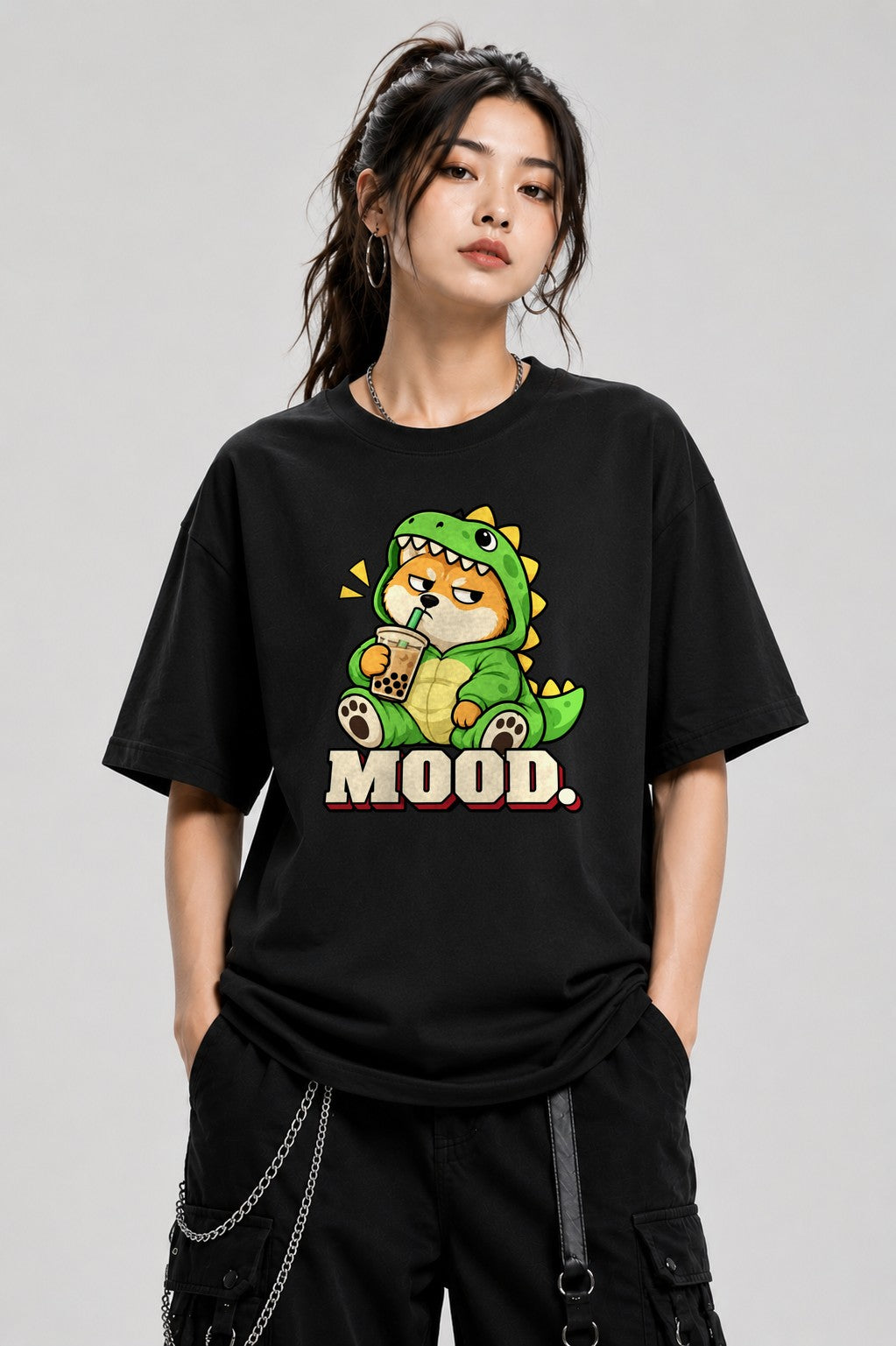 Grumpy Dino Boba - Black