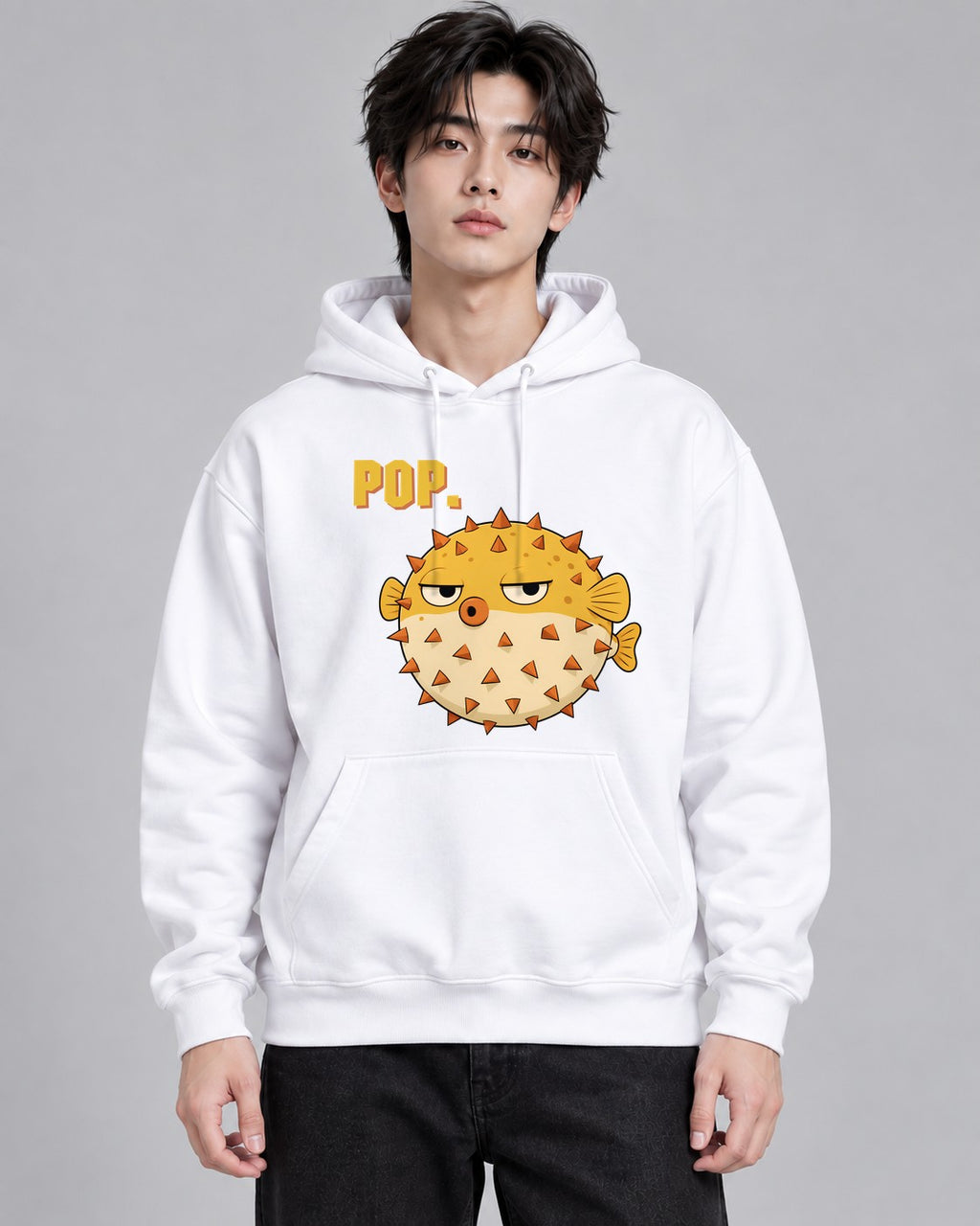 Grumpy Puffer Fish - White