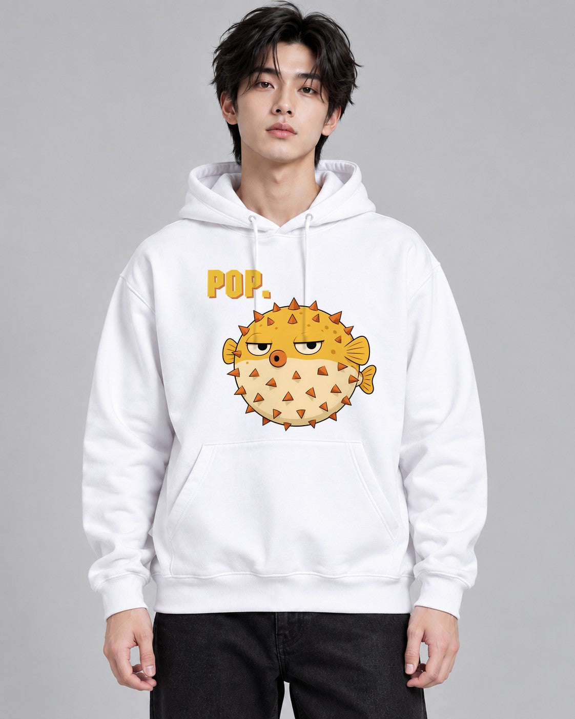 Grumpy Puffer Fish - White