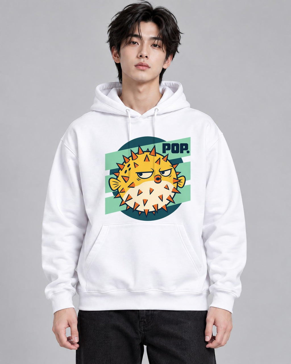 Grumpy Pufferfish Pop - White