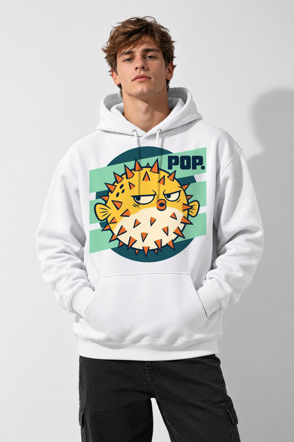 Grumpy Pufferfish Pop - White