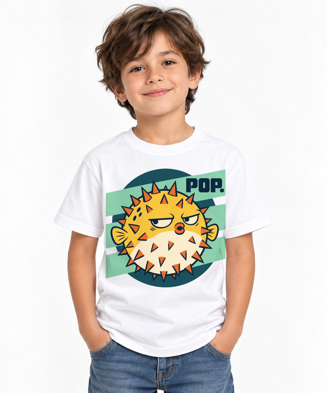 Grumpy Pufferfish Pop - White