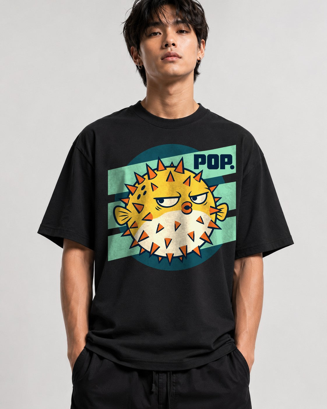 Grumpy Pufferfish Pop - Black